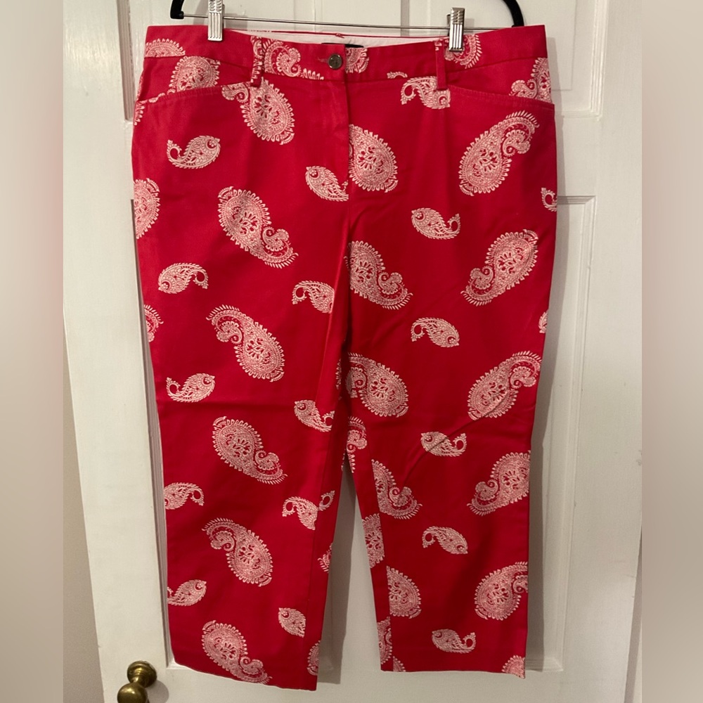 Lands End Cropped Cotton Paisley Pants